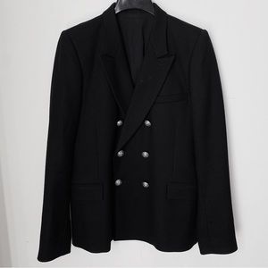 Balmain Paris Black Double Breasted Wool Blazer Mr Porter 52 42 R Medium France